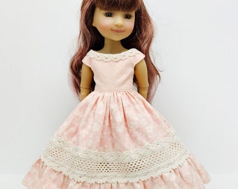 Evening elegant dress  for Ruby Red Dolls, hand-sewn from cotton