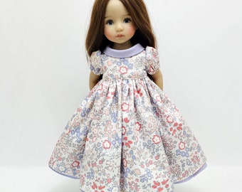 blue Dress  for Little Darling doll, pink, hand-sewn from cotton