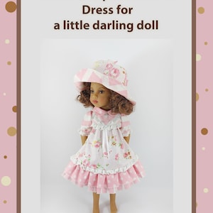 PDF Pattern and phototuorial of a dress for a Little Darling doll., made of cotton fabric