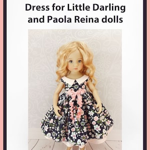 Pattern and phototuorial of a dress for a Little Darling dol and for Paola Reina l. PDF, made of cotton fabric