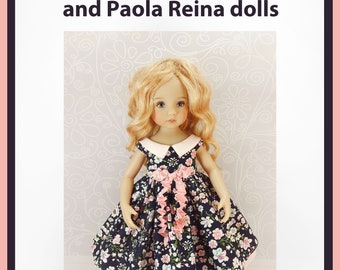 Pattern and phototuorial of a dress for a Little Darling dol and for Paola Reina l. PDF, made of cotton fabric