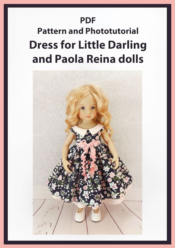 PDF Pattern and phototuorial of a dress for a Little Darling dol and for Paola Reinal., made of cotton fabric