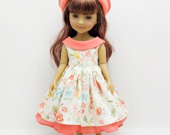 Lavender dress and hat in 60s style  for Ruby Red Dolls, hand-sewn from cotton