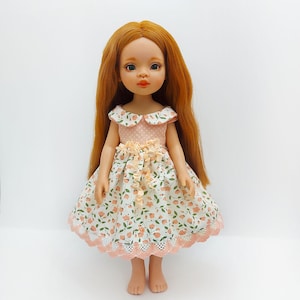 Clothes dress for dolls Paola Reina hand-sewn from cotton and lace