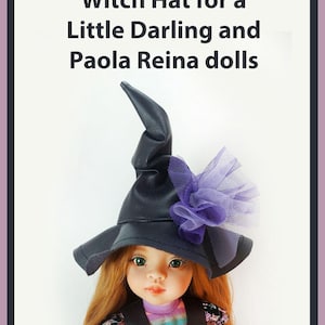 PDF pattern  Witch hat for a Little Darling doll and Paola Reyna for a head with a diameter of 22-24 cm, made of cotton fabric