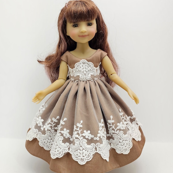 Evening elegant dress  for Ruby Red Dolls, hand-sewn from cotton