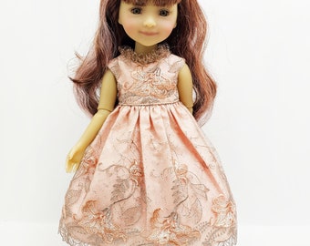 little princess dress with guipure for Ruby Red Dolls, hand-sewn from cotton