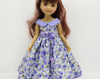 Evening elegant dress  for Ruby Red Dolls, hand-sewn from cotton