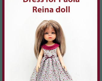 Pattern and photo tutorial of a dress in the style of 60 for aPaola Reina doll, made of cotton fabric