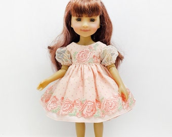 little princess dress with guipure for Ruby Red Dolls, hand-sewn from cotton