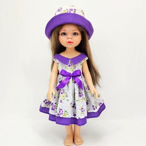 Clothes dress and a hat for dolls Paola Reina hand-sewn from cotton and lace