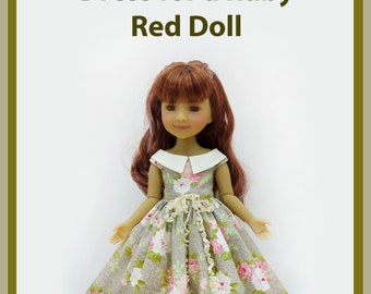 Pattern and phototuorial of a dress for a  Ruby Red Doll  PDF, made of cotton fabric