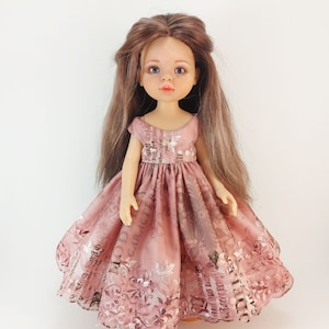Clothes dress for dolls Paola Reina hand-sewn from cotton and lace