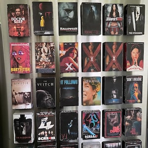 Retro VHS Mini Refrigerator Magnets Modern Recent Horror Movies Classic Cult Movies VHS Tape Covers Fridge Magnet Birthday Anniversary Gift