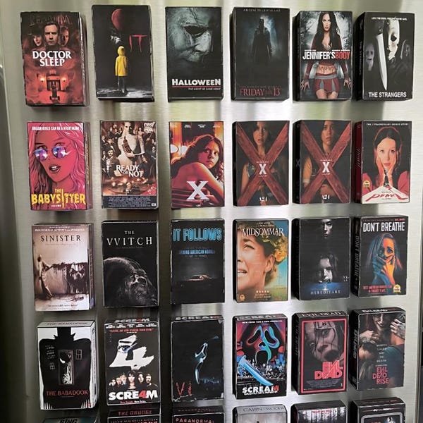 Retro VHS Mini Refrigerator Magnets Modern Recent Horror Movies Classic Cult Movies VHS Tape Covers Fridge Magnet Birthday Anniversary Gift