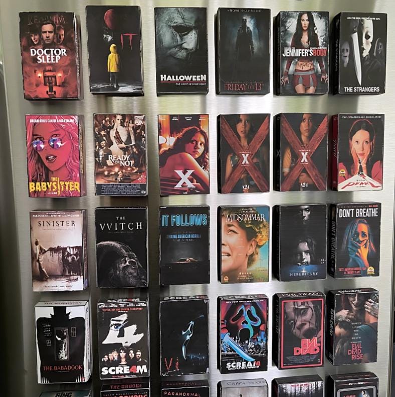 Retro VHS Mini Refrigerator Magnets Modern Recent Horror Movies Classic Cult Movies VHS Tape Covers Fridge Magnet Birthday Anniversary Gift