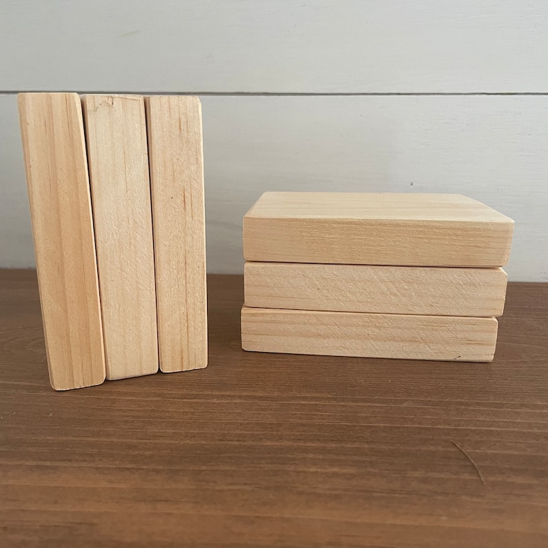 Blank Mini Wood Book Stack Unfinished Wood Books DIY Wooden Etsy