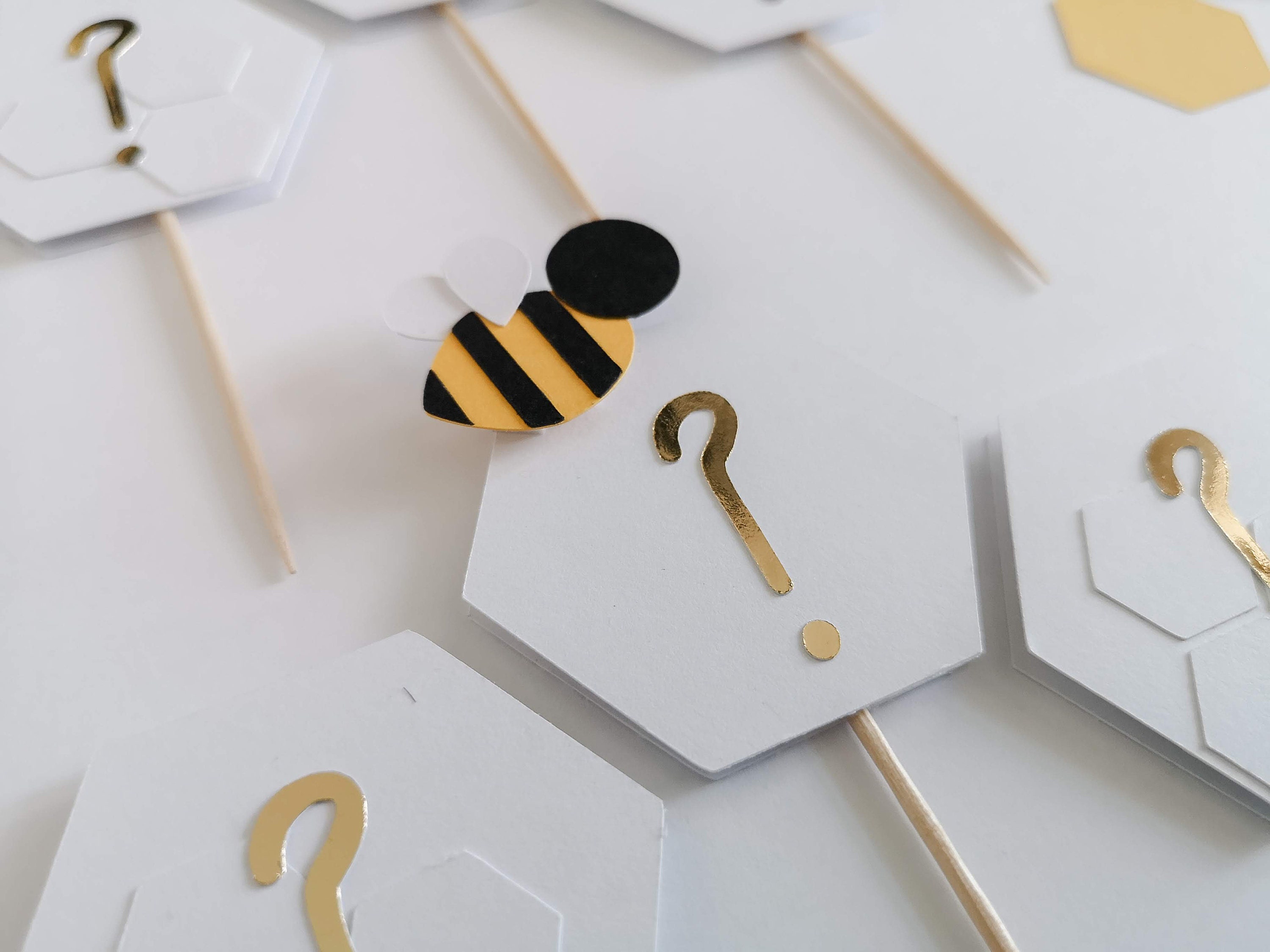 Set of 6 Gender Reveal Cupcake Toppers Honey Etsy