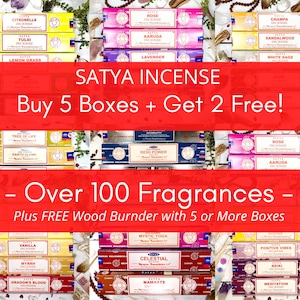 Satya Incense Buy 5 + Get 2 FREE &lt;|&gt; Satya Incense Sticks - BONUS: Wood Burner /Ash Catcher with purchase of 5 or more!