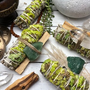 Spring Floral Sage Wand with Palo Santo & Crystal Quartz Bundle Option  | 4in California Sage - HEALING + PROSPERITY