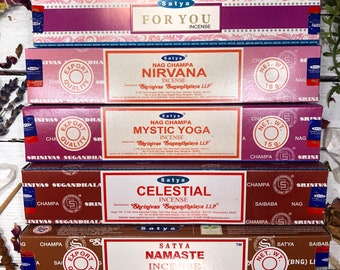 SELF CARE <|> Namaste, Nirvana, Mystic Yoga, For You, Celestial or 5 Pack Satya Incense Gift Set