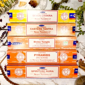 SACRED SPIRITS &lt;|&gt; Seven Chakra, Spiritual Aura, Divine Temple, Eastern Tantra, Pyramids or 5 Pack Satya Incense Gift Set