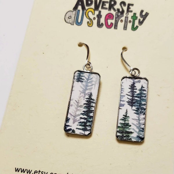 PNW Forest Hypoallergenic Earring, Outdoorsy Tree Jewelry, Minimalist Dangle Camping Earring, Easter Gift for Outdoorsy Woman