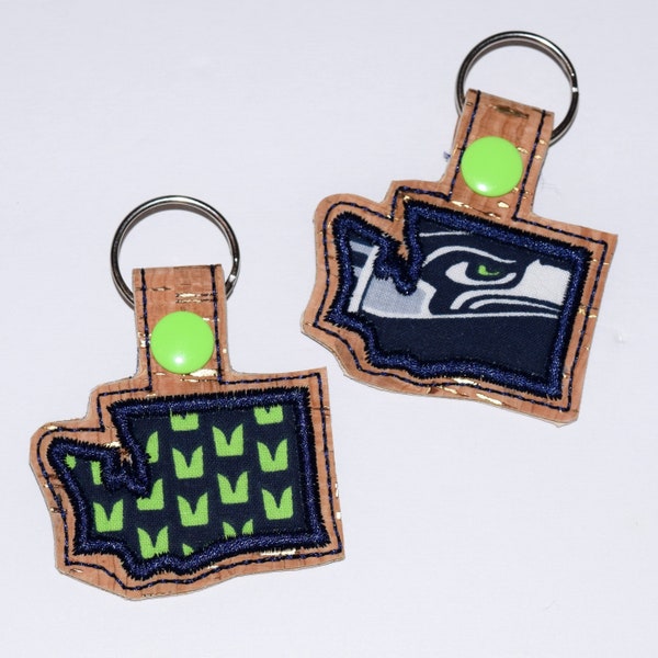 WA State Seahawks Keychain, PNW Gift for Him, Gift for Dad, Luggage Tag, NFL 12th Man Gift for guy, Diaper Bag Tag, Backpack Keychain