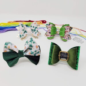 Laço de cabelo do Dia de São Patrício, Laço de cabelo de primavera, presentes do Dia de São Patrício para crianças, presente de chá de bebê para menina, roupa combinando para mamãe e eu