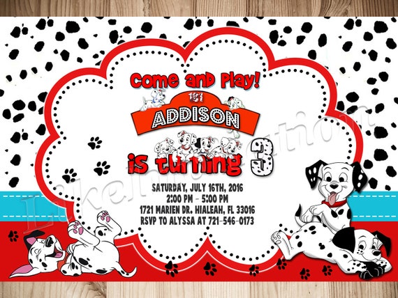 101 Dalmatians Invitation 101 Dalmatians Birthday 101 Etsy
