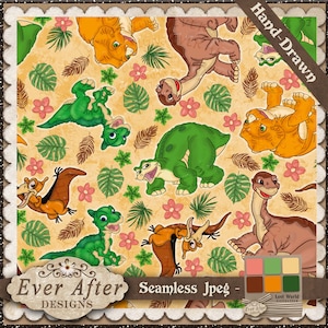12x12 Seamless Fabric download file  lost land little foot dinosaur Seamless  digital download file pattern design