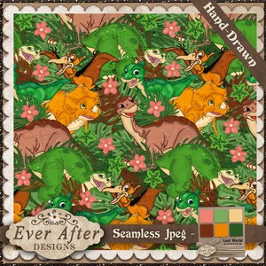 12x12 Nahtlose Stoff Download Datei verloren Land kleiner Fuß Dinosaurier Nahtloser digitaler Download Datei Muster Design