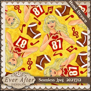 taylor swift swifty chiefs fútbol Kansas city 87 kelce, sub archivo dibujado a mano Diseño de patrón de archivo de descarga digital sin costuras