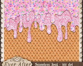 12x12 Seamless fabric design birthday  ice cream  cake cupcake sprinkles drip digital Seamless  digital download file pattern design