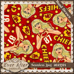 taylor swift swifty chiefs fútbol Kansas city 87 kelce, sub archivo dibujado a mano Diseño de patrón de archivo de descarga digital sin costuras