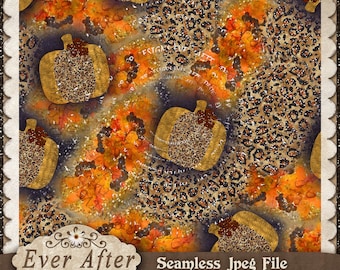 Goldener Gepard Kürbis Herbst Mixed Seamless Muster digital download Gelb braun Herbst