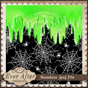 12x12 Seamless Fabric  Halloween trick or treat beetle juice slime drip spider Seamless  digital download file pattern design