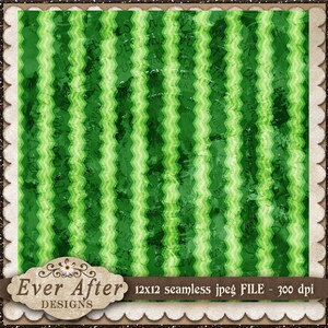 May include: Seamless digital paper pattern with green and white stripes in a chevron design. The pattern has a distressed, vintage look. The text "Ever After Designs" and "12x12 seamless jpeg FILE - 300 dpi" is at the bottom of the image.