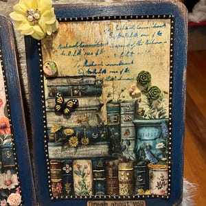 books and flowers wall decor.