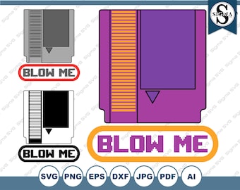 Blow Me-spelpatron SVG-paket: Retro-klippfiler (digital nedladdning)