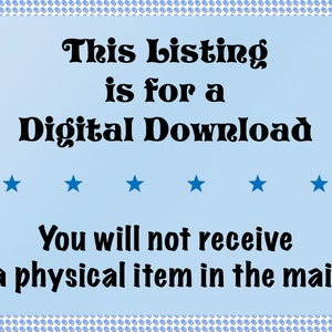 Puede incluir: Anuncio de descarga digital azul claro con el texto "Este anuncio es para una descarga digital. No recibir&aacute; un art&iacute;culo f&iacute;sico por correo." El texto es en negrita, con estrellas azules.