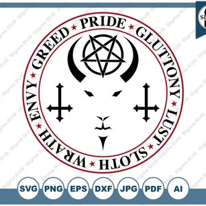 Seven Deadly Sins Symbols Tattoo SVG File Png Jpg Dxf Easy 