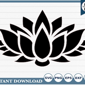 Lotus Flower Instant Download SVG, PNG, EPS, dxf, jpg Téléchargement numérique