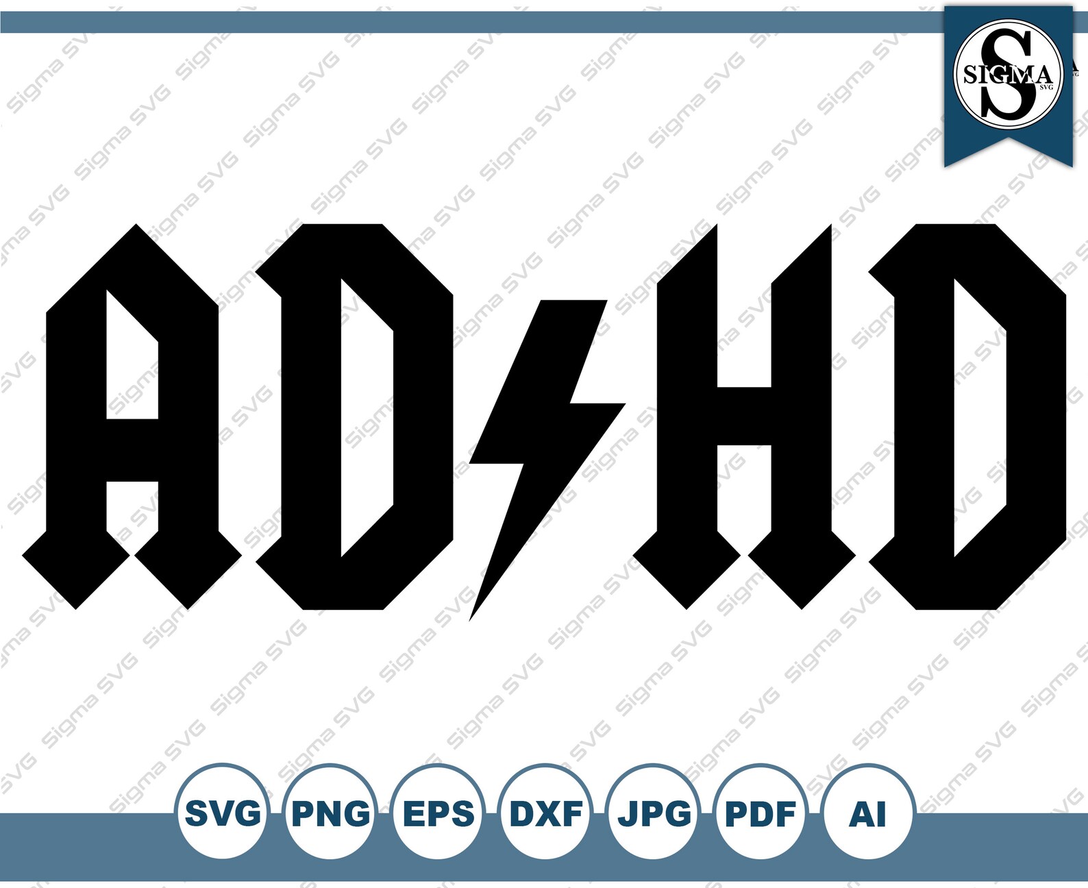 ADHD - ACDC Style SVG - Adhd Svg, Acdc Svg, Adhd Clipart, Adhd Download ...