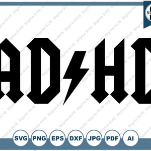 ADHD - ACDC stijl SVG - adhd svg, acdc svg, adhd clipart, adhd downloaden, clipart, svg voor Cricut, silhouet