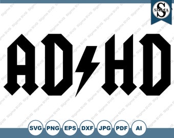 ADHD ACDC Style SVG - Clipart for Cricut, Silhouette (Digital Download)