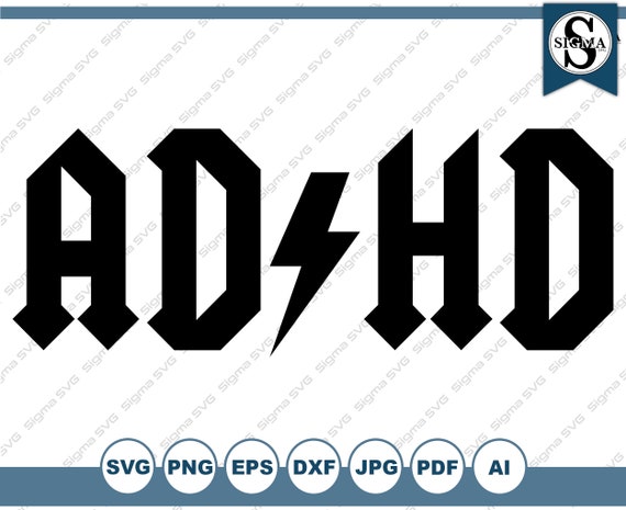 ADHD ACDC Style SVG - Clipart for Cricut, Silhouette (Digital Download)