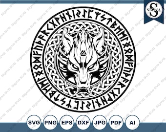 Fenrir Viking Runes SVG: Odin Vector, Norse Symbol (Digital Download)