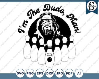 The Dude Man SVG: Big Lebowski Bowling Clipart (Digital Download)