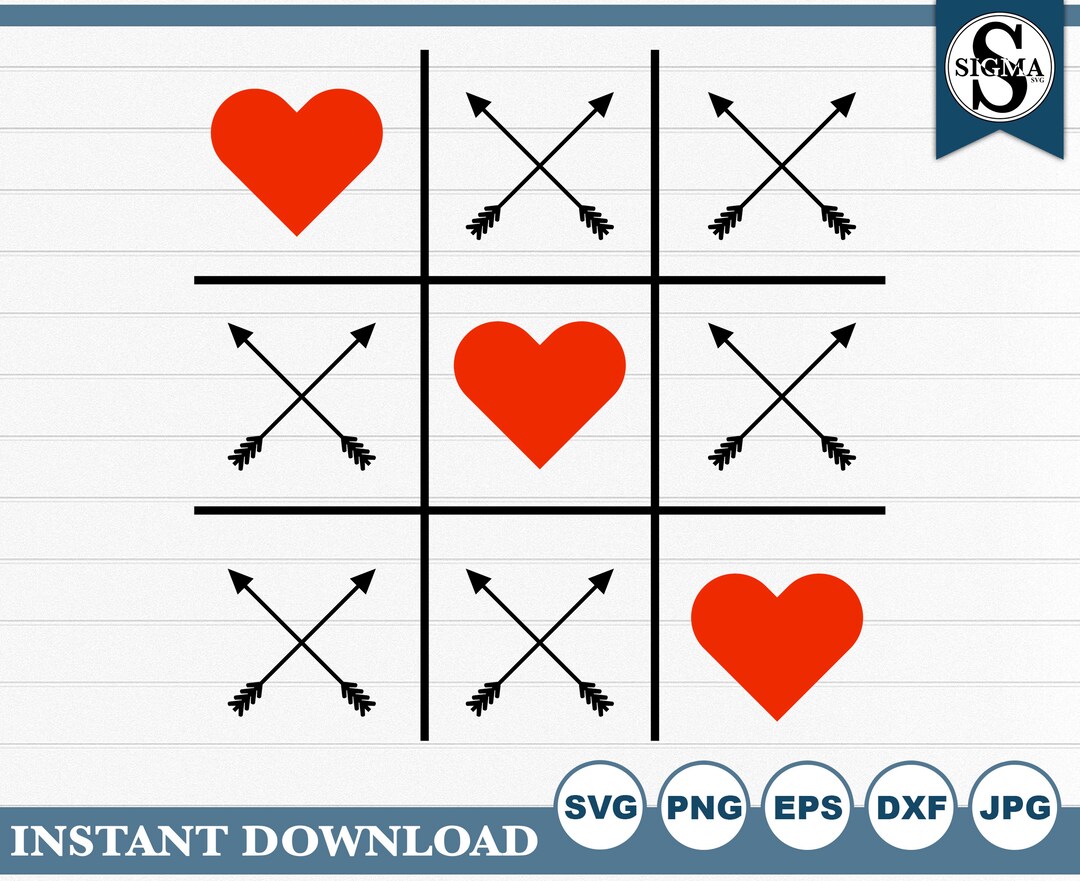 Valentine's Day Tic Tac Toe SVG Cut File - Valentine SVG, Heart SVG ...
